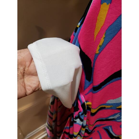 Sevengate Maxi Dress Womens L Multi Geo Print Cut Out Ankle Slit Spaghetti Strap - Picture 14 of 14